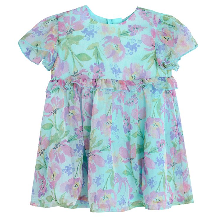 Light mint floral short sleeve summer dress