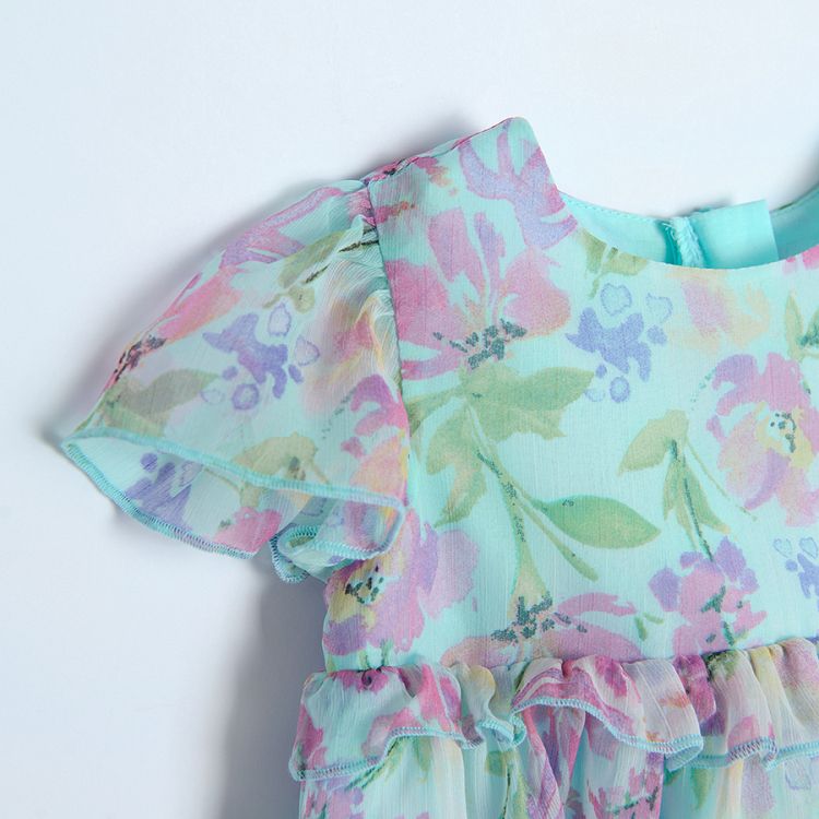 Light mint floral short sleeve summer dress