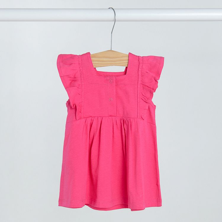 Φόρεμα 2 τμχ αμάνικα με βολάν ροζ και φλοράλ