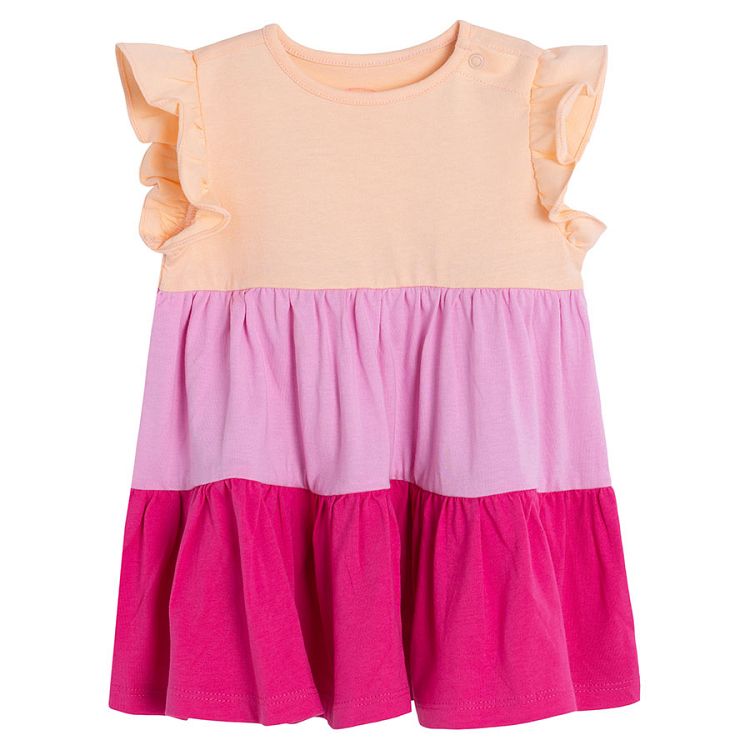 Pink color block summer dress