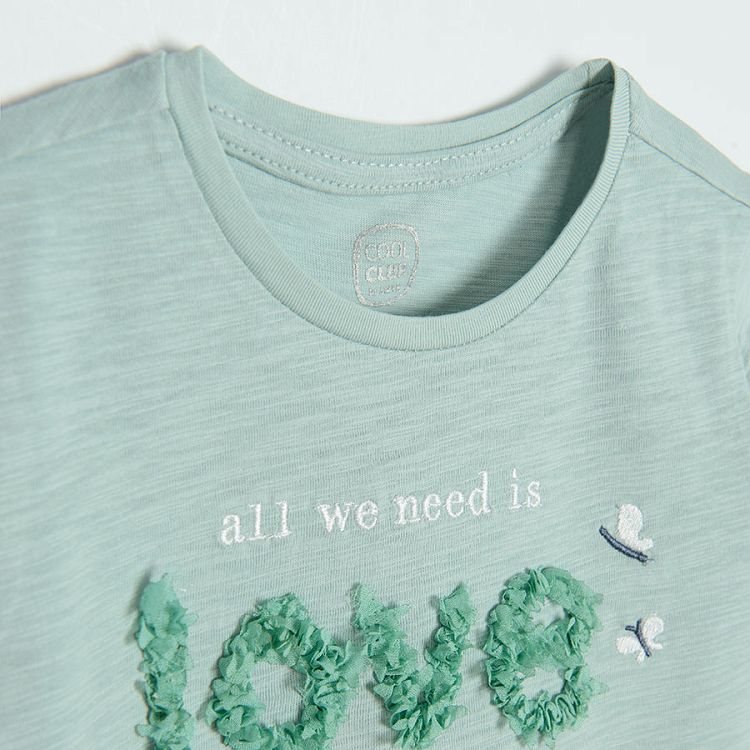 Light mint long sleeve T-shirt with Love print