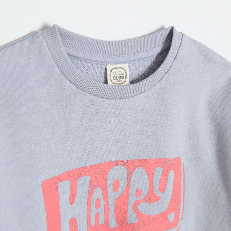 Gray seatshirt with Happy print