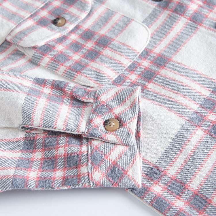 Checked white and purple shirt