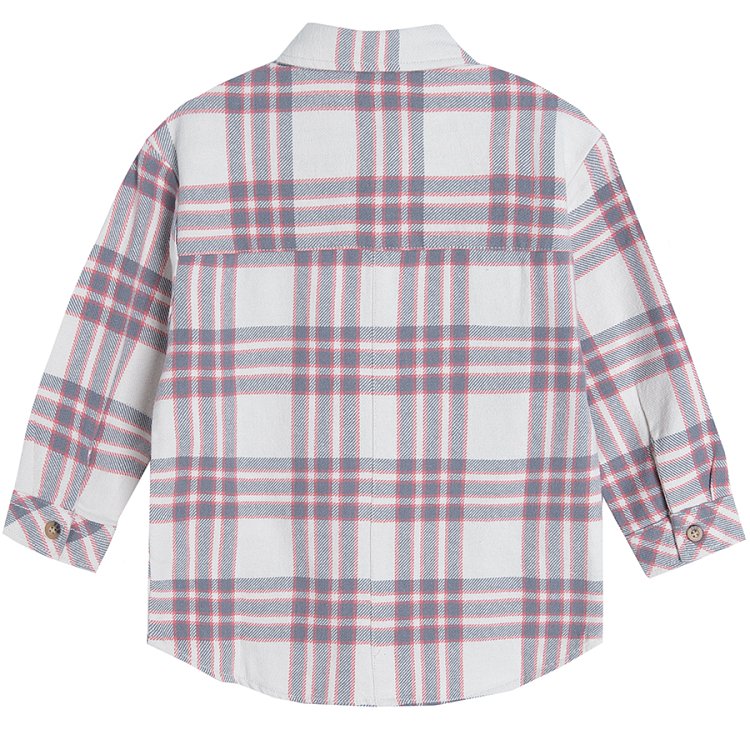 Checked white and purple shirt