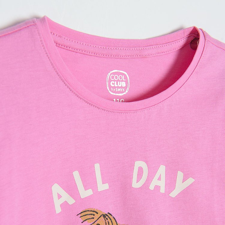 Μπλούζα μακρυμάνικη ροζ με στάμπα All day Slow life