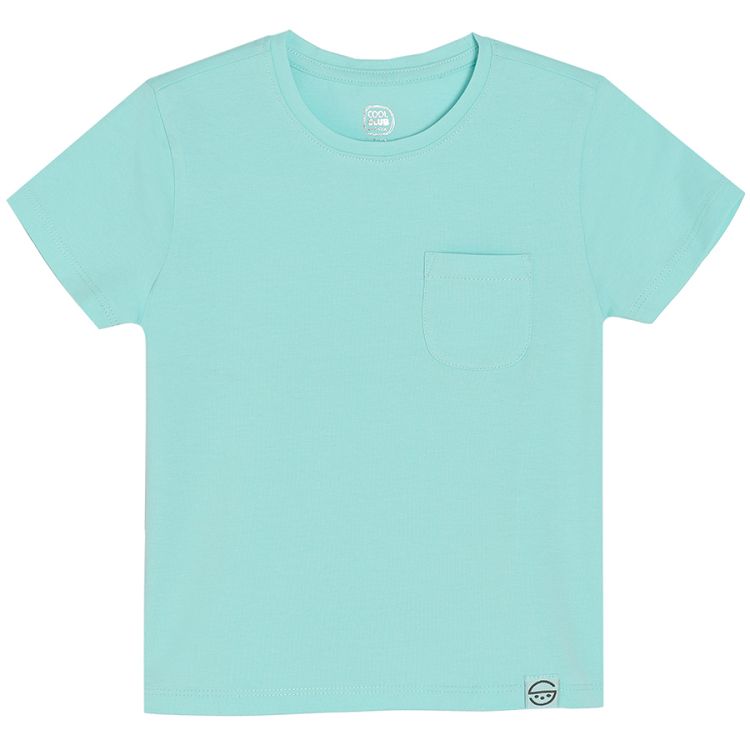 Turquoise short sleeve T-shirt with chest pocket