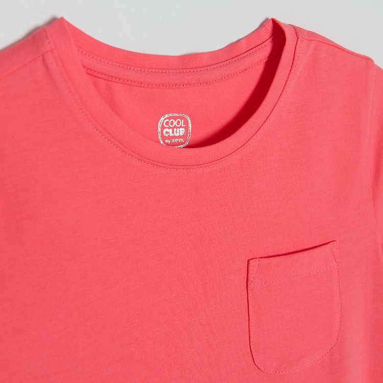 Coral short sleeve T-shirt with chest pocket