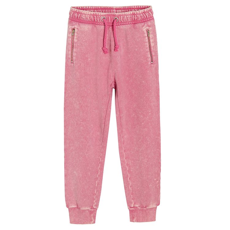 Pink jogging pants with adjustable waist