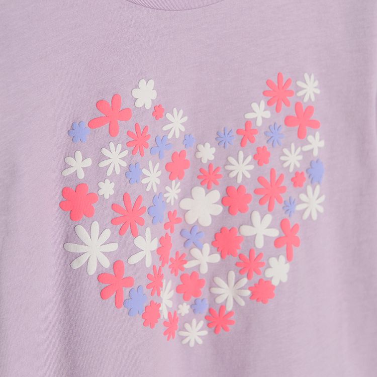 Light violet long sleeve T-shirt with heart print
