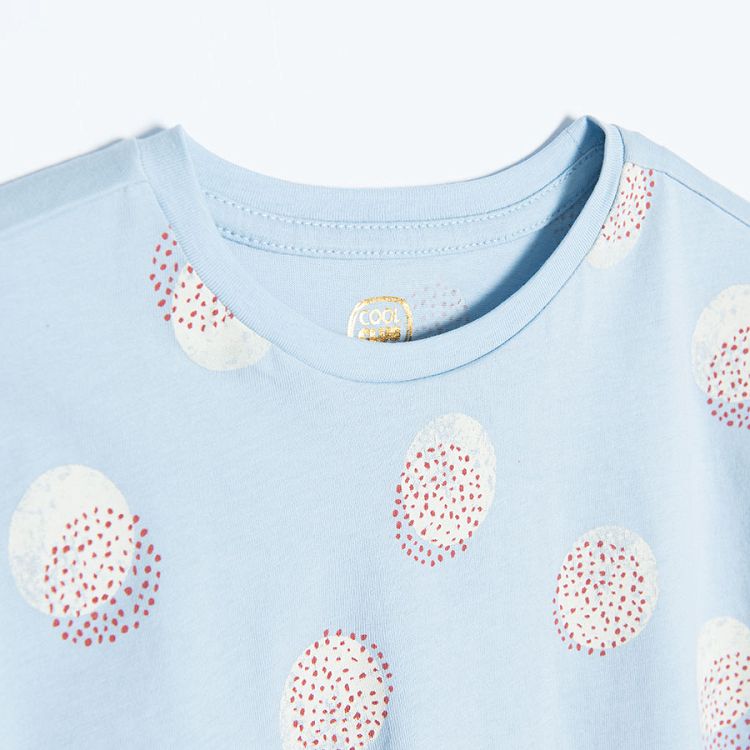 Blue polka dot short sleeve T-shirt