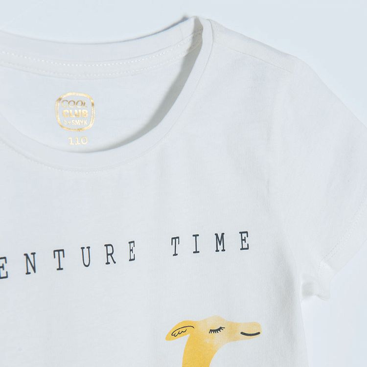 White with a camel olive with white prints and yellow with ruffle on the sleeves T-shirts - 3 pack