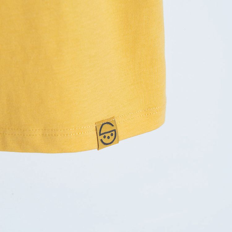 White with a camel olive with white prints and yellow with ruffle on the sleeves T-shirts - 3 pack