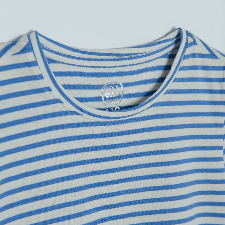 Blue with summer theme print and striped short sleeve T-shirts - 2 pack
