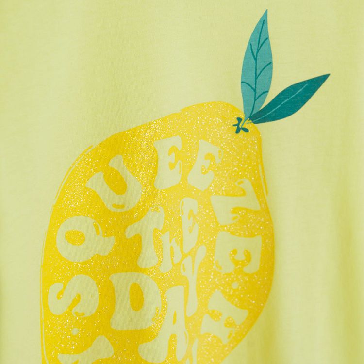 Yellow short sleeve T-shirt with big lemon print