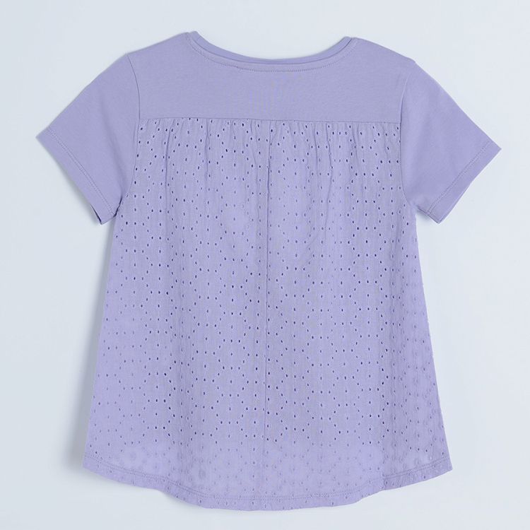 Violet short sleeve T-shirt with lemon print Happiness