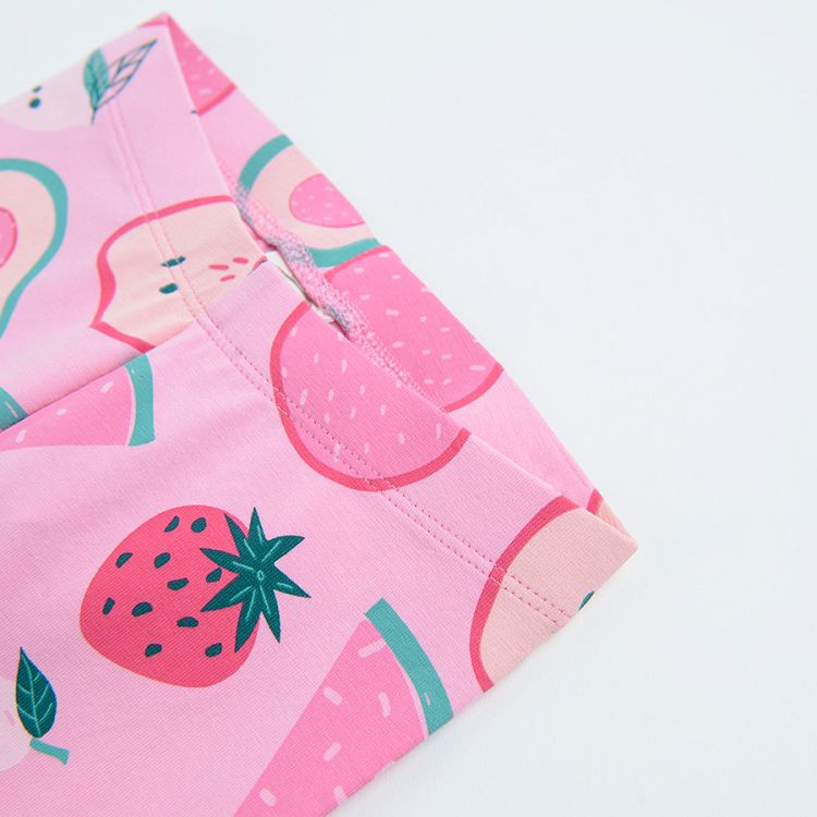 Pink leggings with fruit print