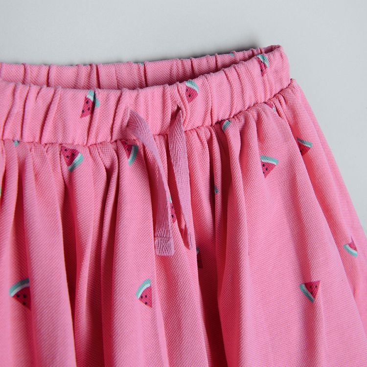 Pink skirt with watermelon print and ruffle