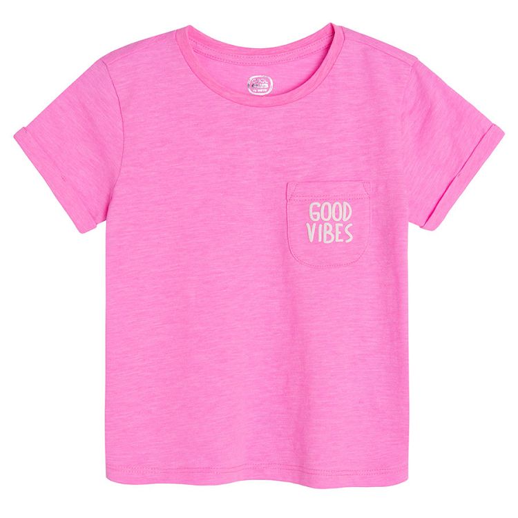 White violet pink short sleeve T-shirts with summer theme prints