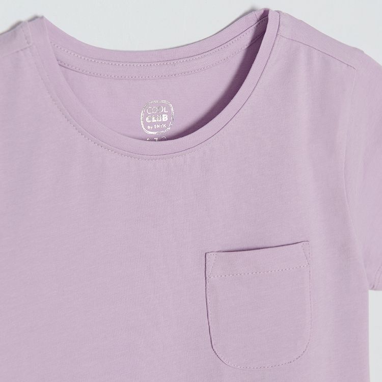Light violet short sleeve T-shirt with chest pocket