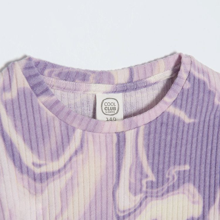 Μπλούζα μακρυμάνικη μωβ με εφέ tie dye