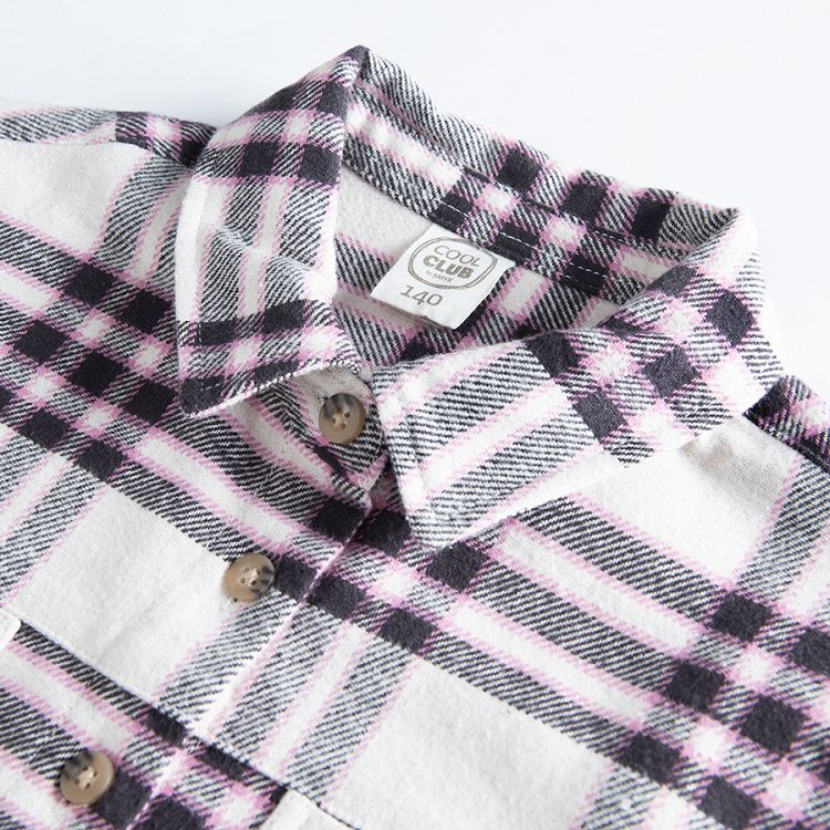 Checked long shirt shirt