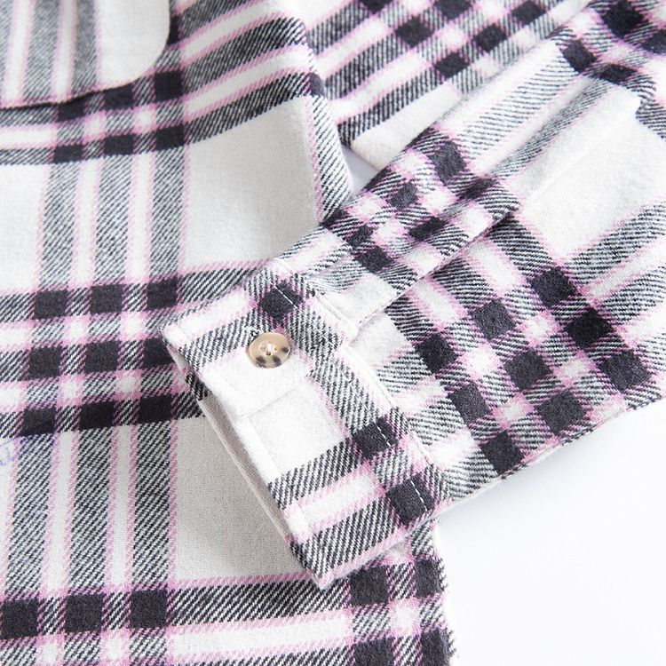 Checked long shirt shirt