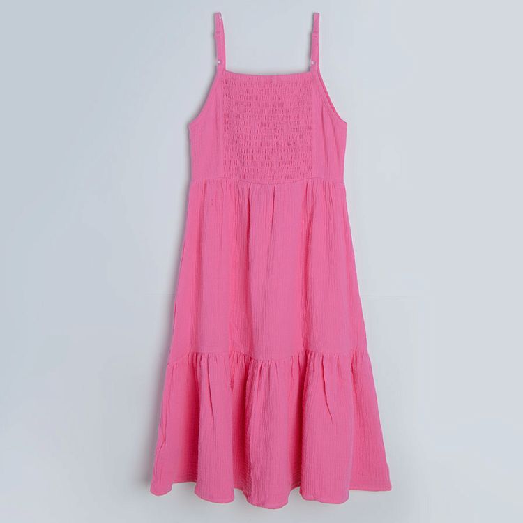 Φόρεμα αμάνικο ροζ με τιράντες