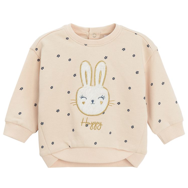 Ecru sweatshirt with bunny print
