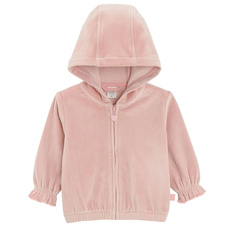 Dusty pink zip through hooded sweatshirt