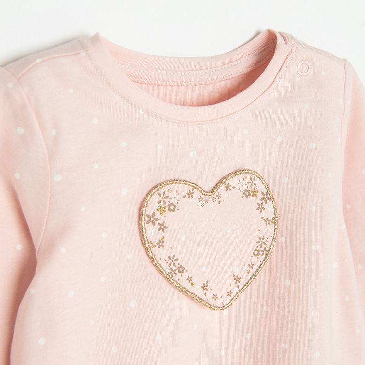 Dusty pink long sleeve blouse with heart print