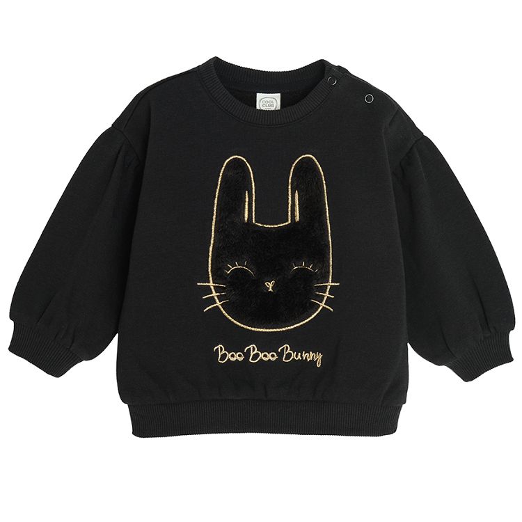 Black sweatshirt with bunny and pom poms BOO BOO BUNNY Halloween
