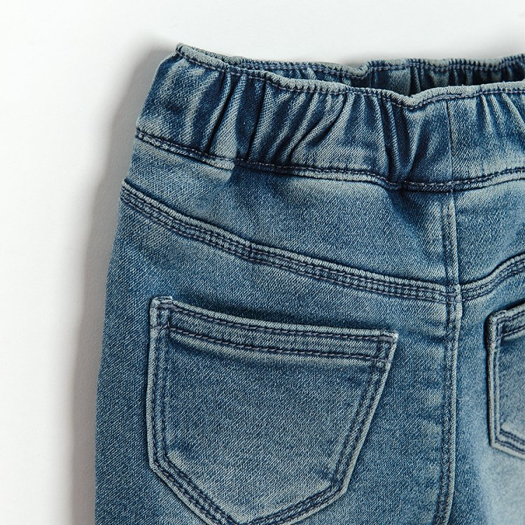 Denim trousers with fleece lining