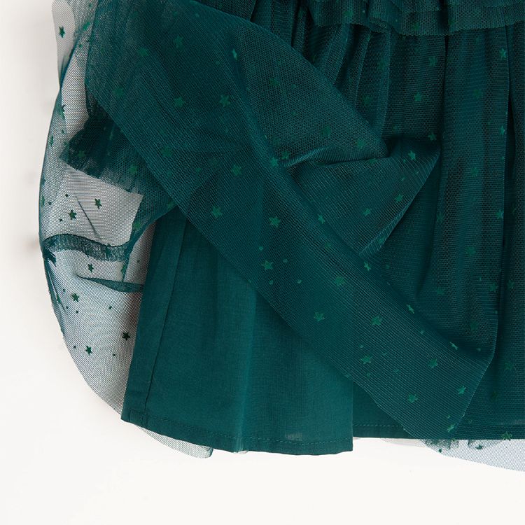 Φόρεμα μακρυμάνικο πράσινο γιορτινό από τούλι