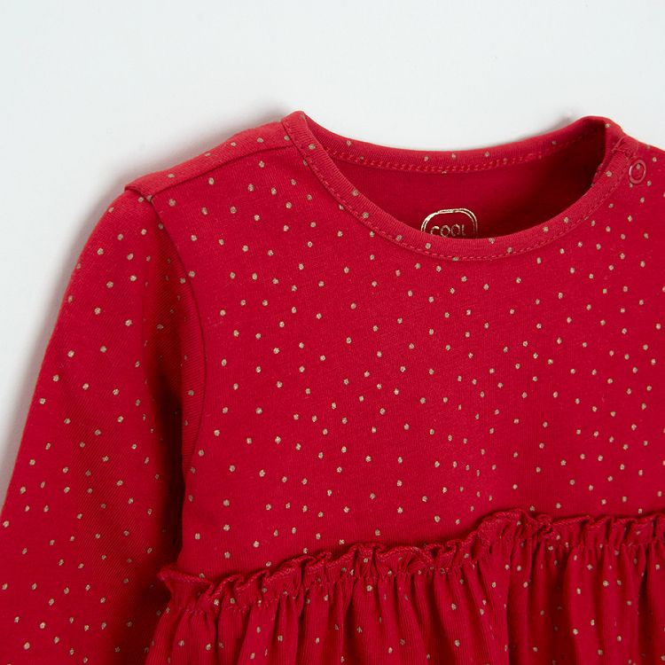 Red party long sleeve dress