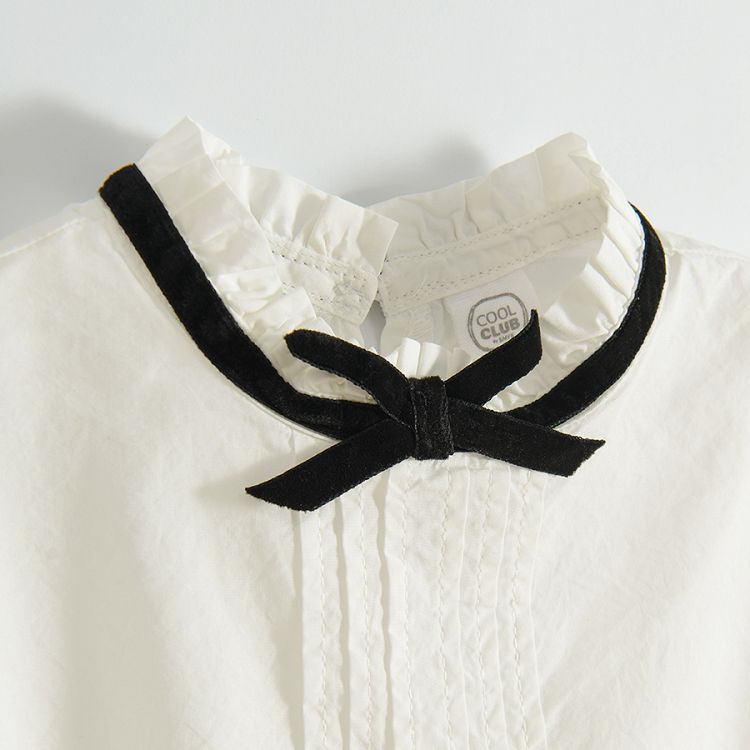 White long sleeve blouse with bow