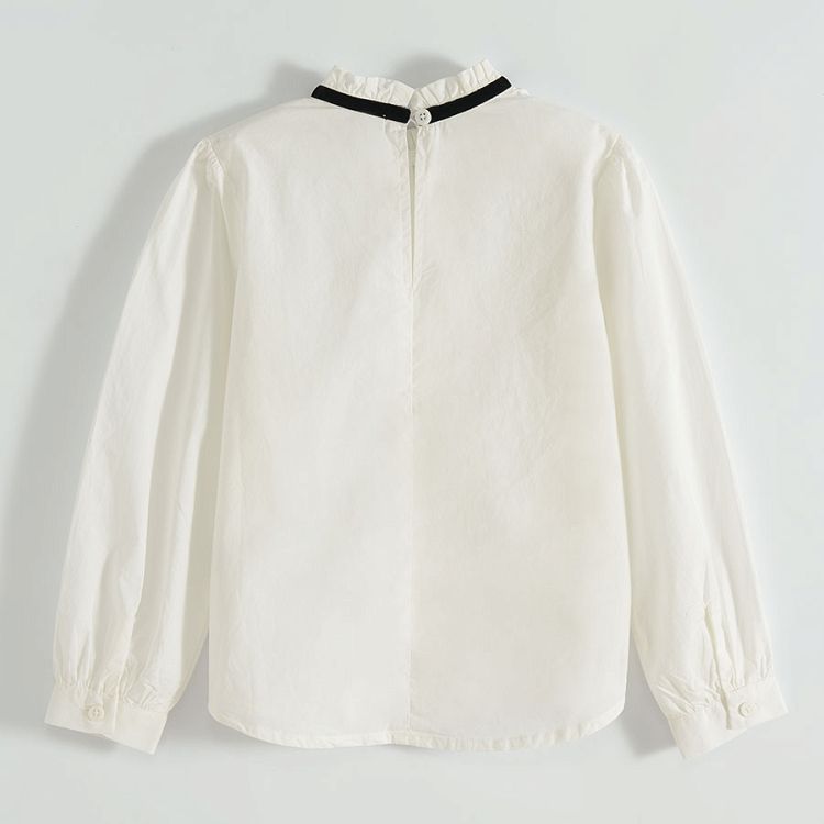 White long sleeve blouse with bow