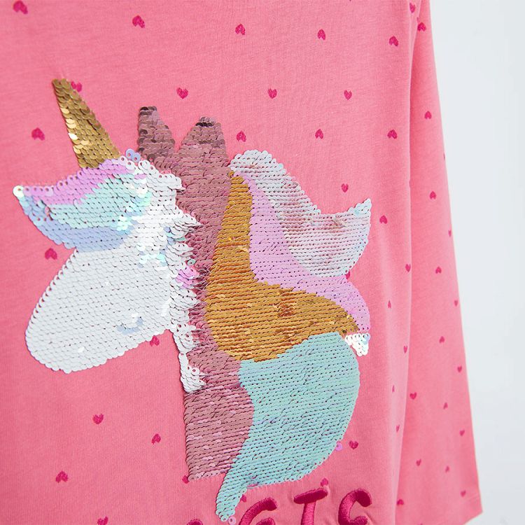 Pink long sleeve blouse with unicorn print