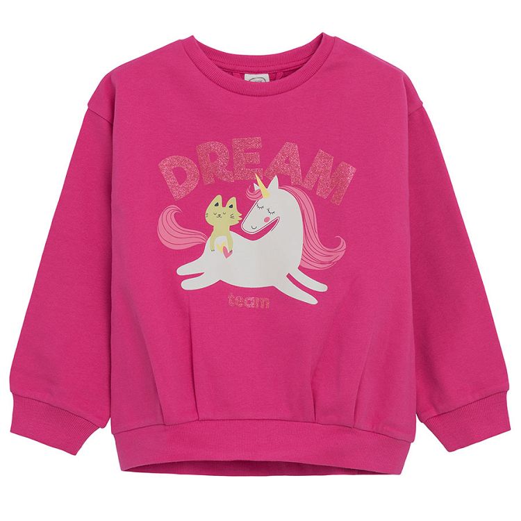 Pink sweatshirt with unicorn print