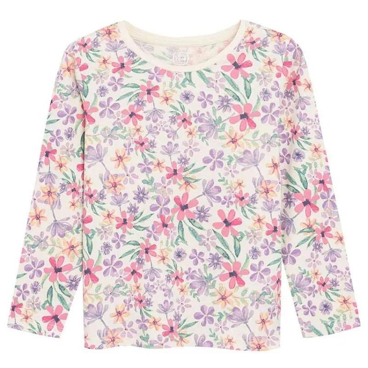 Floral and pink with floral heart long sleeve blouses- 2 pack