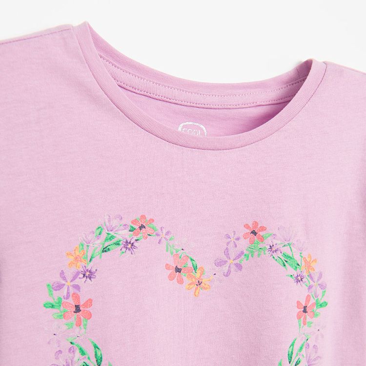 Floral and pink with floral heart long sleeve blouses- 2 pack