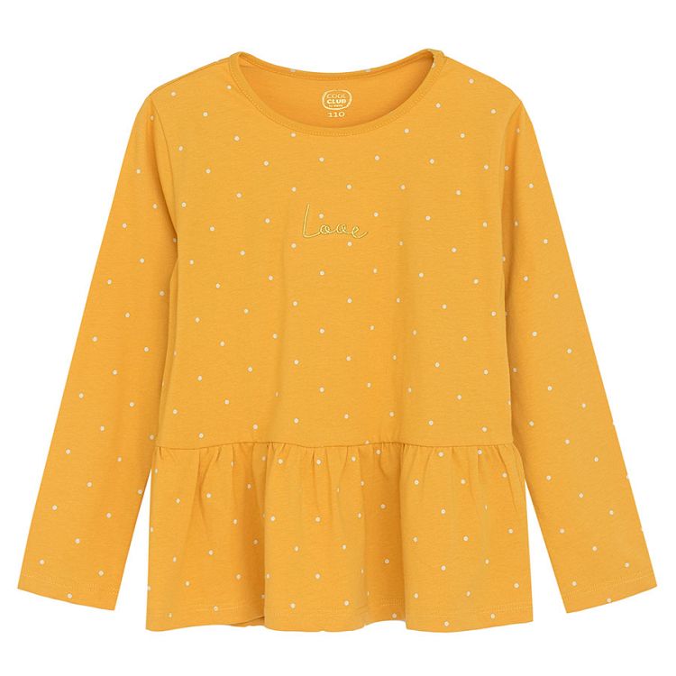 Ecru, yellow and pink long sleeve blouses with fox and girl print