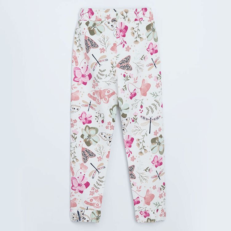 White floral jogging pants