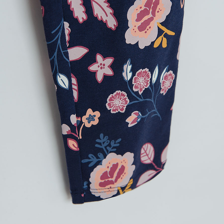 Blue floral leggings