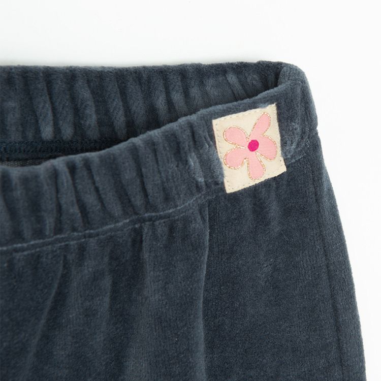 Blue velvet wide leg jogging pants