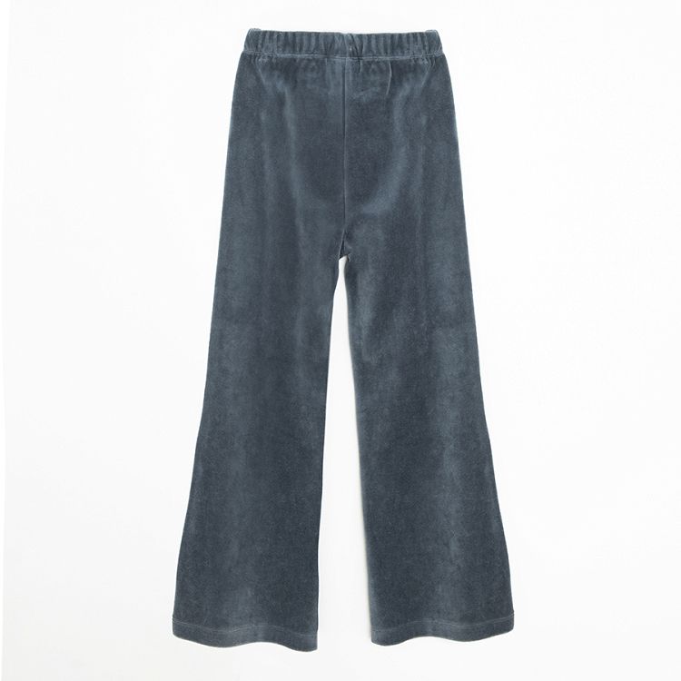 Blue velvet wide leg jogging pants