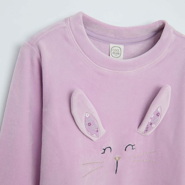 Purple sweatshirt with bunny print