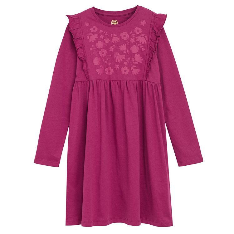 Pink long sleeve dress with embroidered top