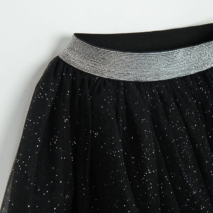 Black polka dot tulle skirt