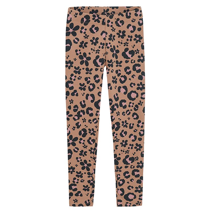 Pink and brown leggings with animal print- 2 pack