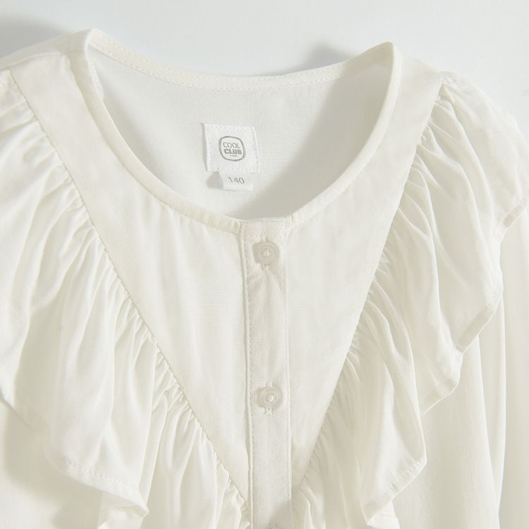 White long sleeve shirt with raffles